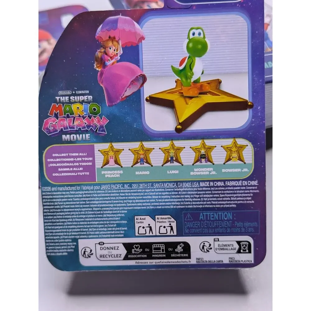 Lot 3 Super Mario Galaxy Movie Figures Mario x2 Yoshi Jakks New